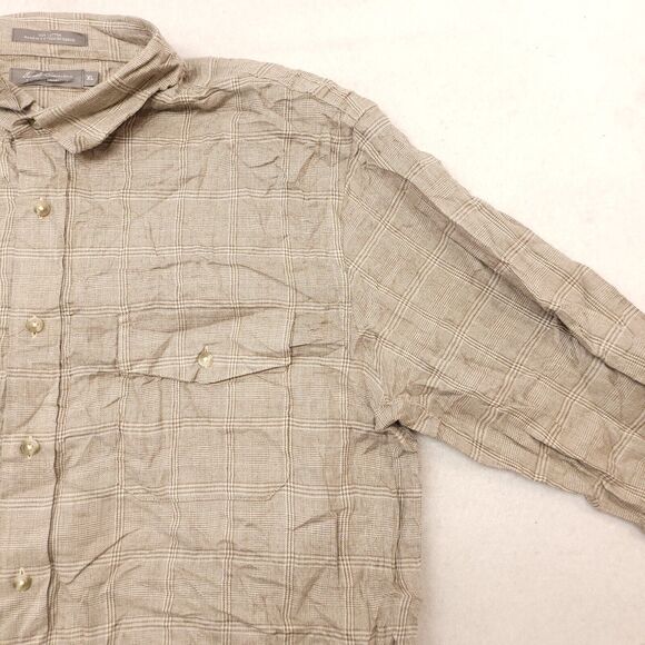 Cremieux Classics Tartan Flannel Casual Button Up Shirt Mens Size XL Beige - Picture 5 of 10